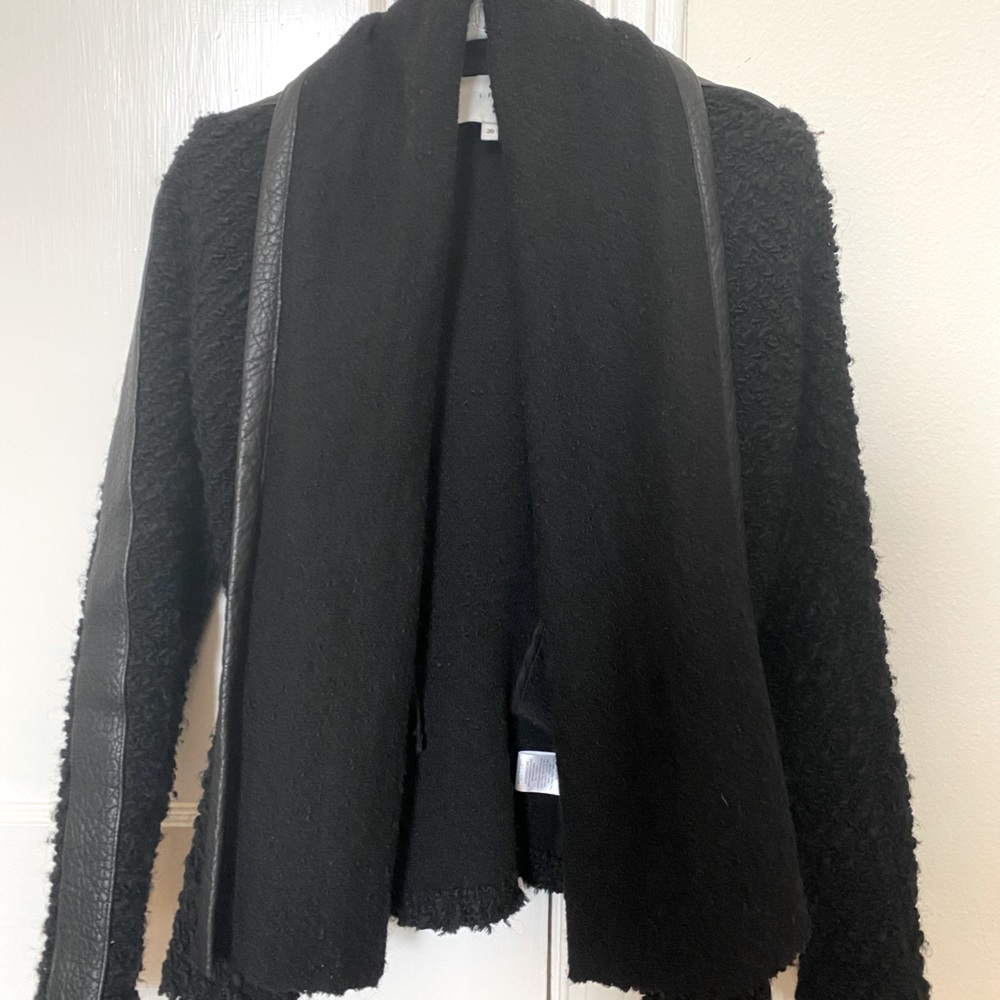 Knit Jacket with Leather Detail - Brand (Iro)